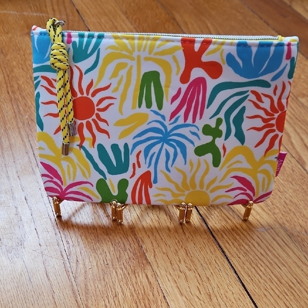 Colorful Patterned Pouch with Gold Accents